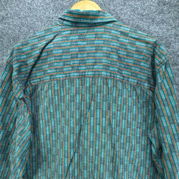 Vtg 90s Levis Sutter Creek Shirt Mens Large Teal Flannel Western Southwest Aztec - Picture 5 of 15